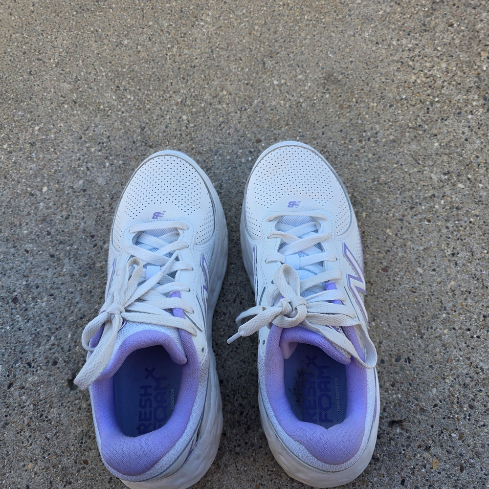 New Balance Fresh Foam Leather  Women's White and Purple Sneakers Size 9B - Picture 13 of 14